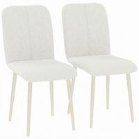 ESSZIMMERSTÜHLE Stoff in Leinenoptik Weiß - Creme, Textil/Metall (57/85/42cm) - HOMCOM