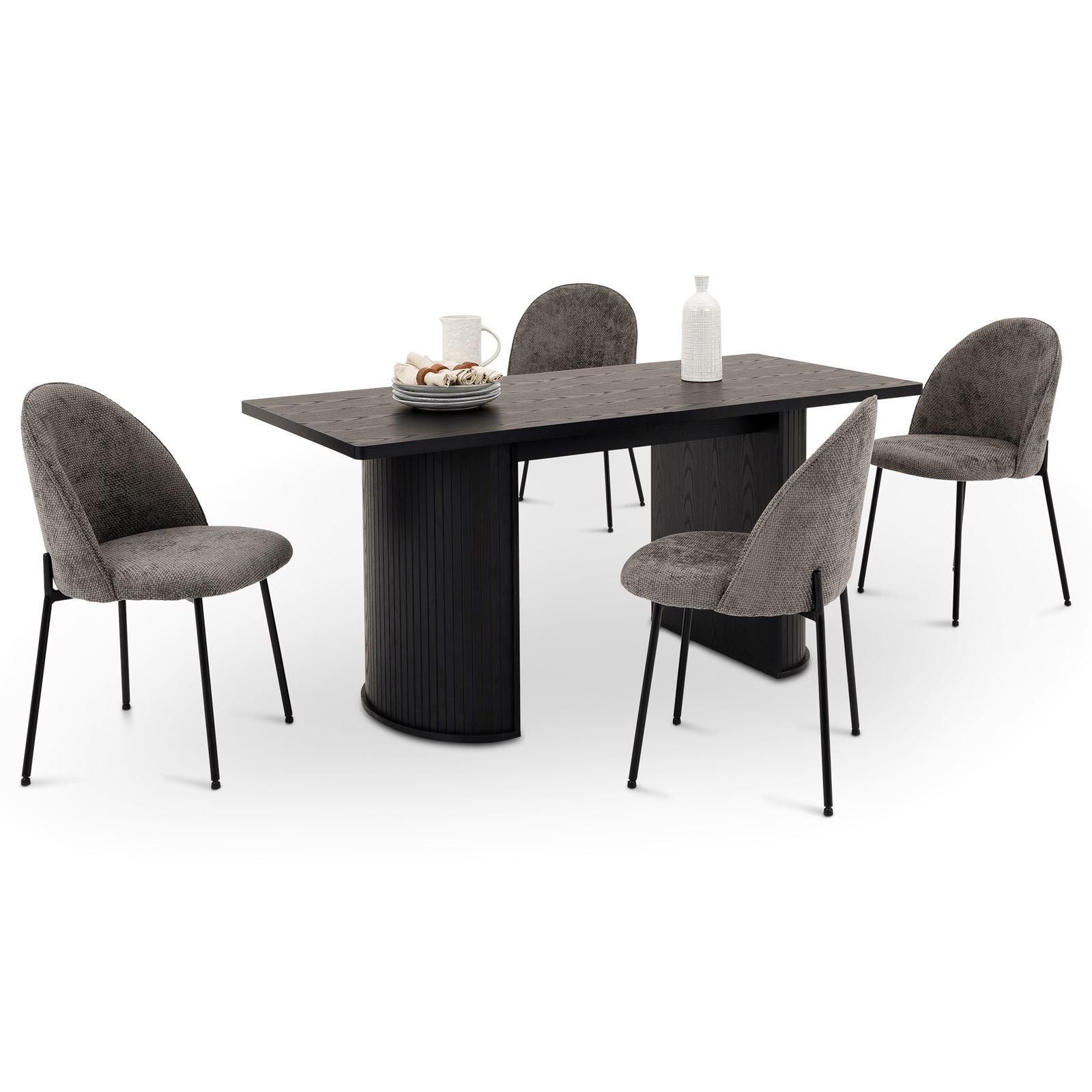 ESSGRUPPE GUARDA - Schwarz, Holzwerkstoff/Metall (75/75/160cm) - IDIMEX