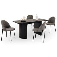 ESSGRUPPE GUARDA - Schwarz, Holzwerkstoff/Metall (75/75/160cm) - IDIMEX