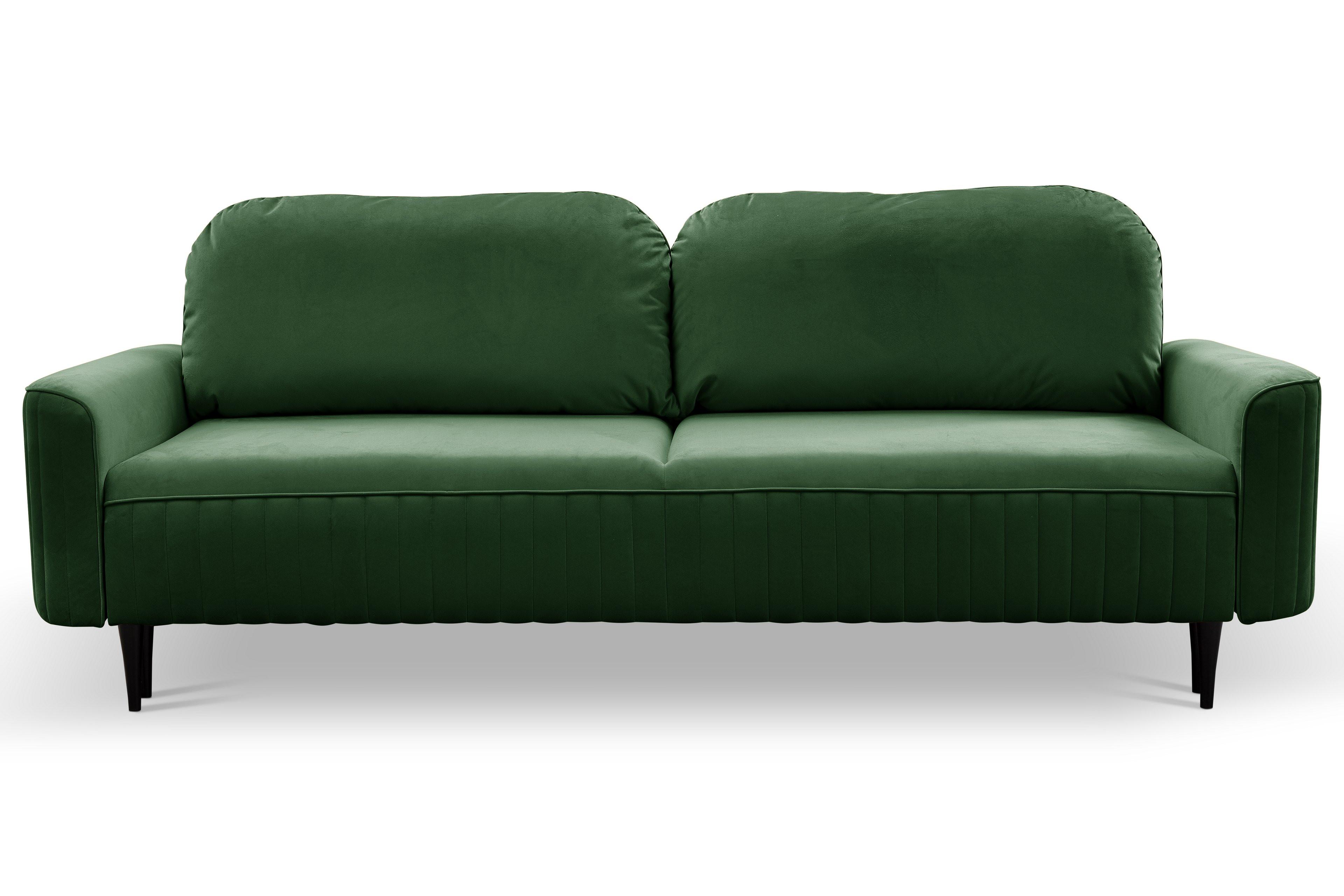 BETTSOFA FILO Grün Velours-Stoff mit Schlaffunktion - Grün, Holz (244/92/102cm) - MASSENO