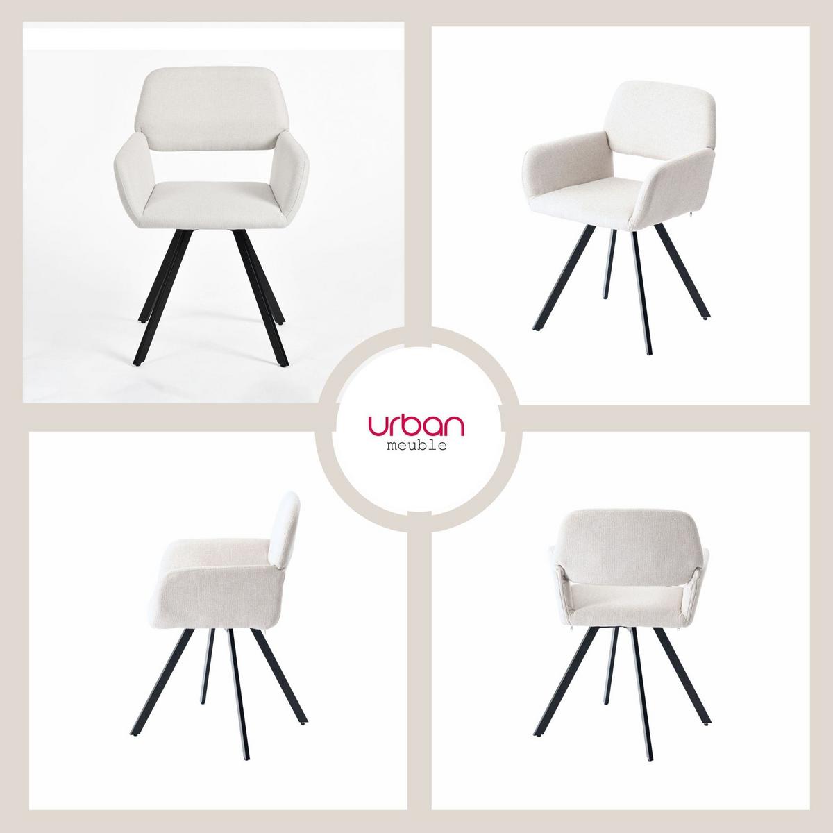 ESSZIMMER SET aus ausziehbarem Tisch und mit 4 drehbaren Stühlen - Beige/Schwarz, Holzwerkstoff/Metall (80/75/160cm) - Urban Meuble