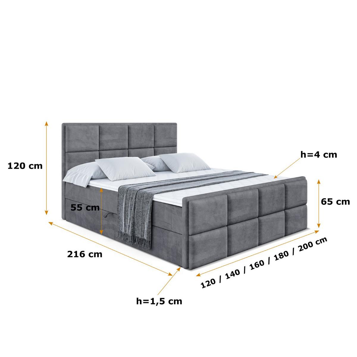 BOXBETT NOVA-Z - 120 x 200 - H4 - Dunkelgrau - Dunkelgrau, Holzwerkstoff (120/200cm) - ALTDECOR