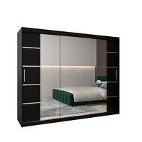 SCHWEBETÜRENSCHRANK 200/250/62 3-türig - Silberfarben/Schwarz, Holz/Kunststoff (250/200/62cm) - MÖBEL KRYSPOL