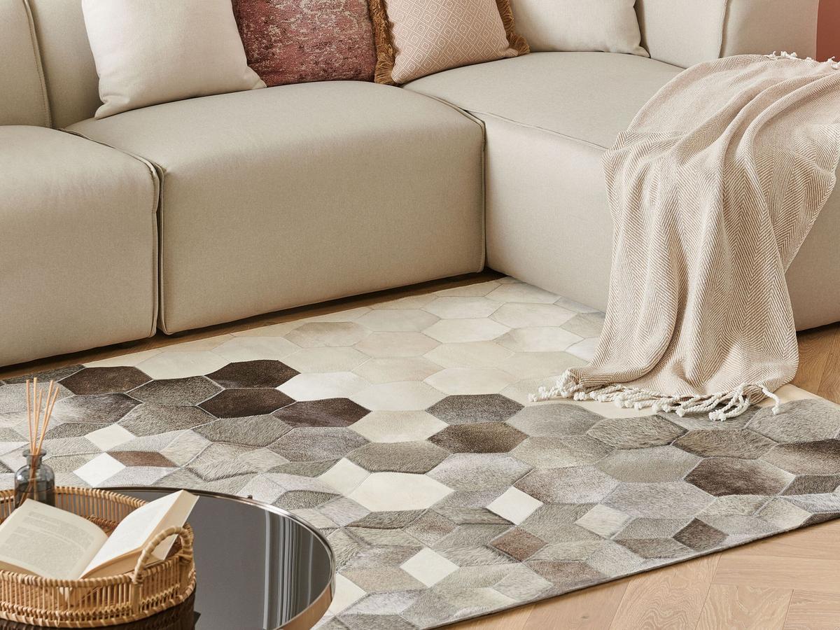 KURZFLOR-TEPPICH Sason 200/140 cm - Multicolor, Fell (140/200cm) - Beliani
