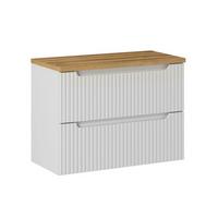 WASCHTISCHUNTERSCHRANK 80.4cm Riva Weiß und Holz - Weiß, Holzwerkstoff (80.4/59/40cm) - Petits-meubles