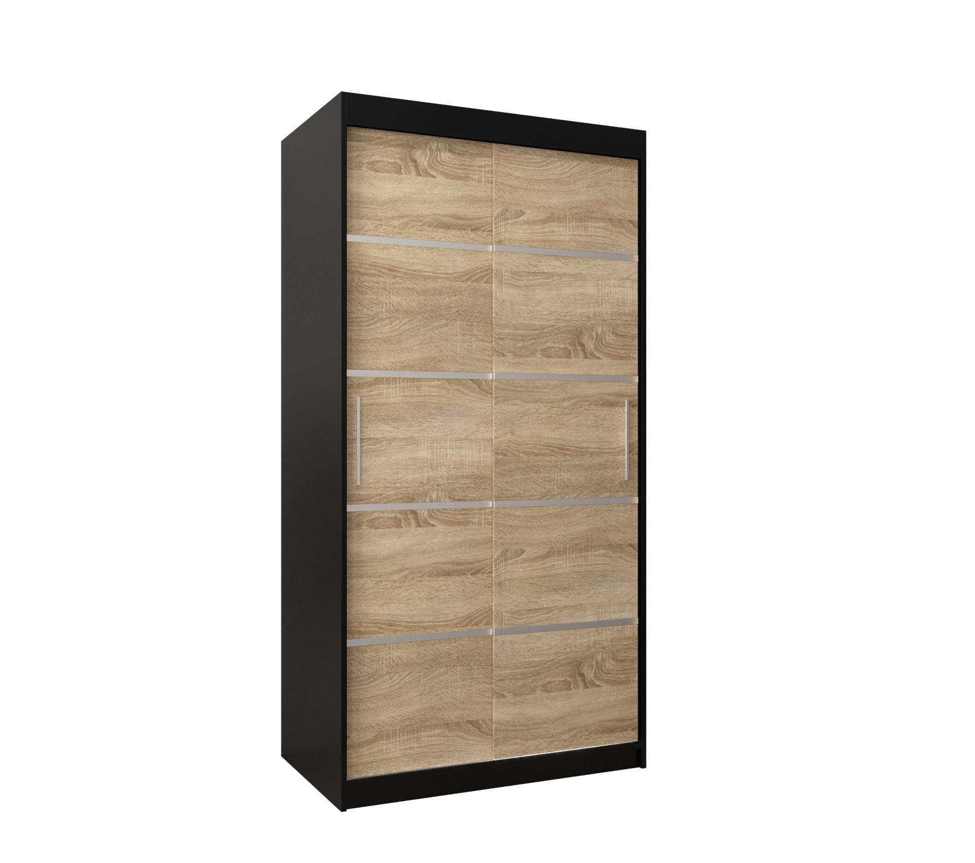 SCHWEBETÜRENSCHRANK 200/100/62 2-türig - Silberfarben/Schwarz, Holz/Kunststoff (100/200/62cm) - MÖBEL KRYSPOL