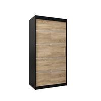 SCHWEBETÜRENSCHRANK 200/100/62 2-türig - Silberfarben/Schwarz, Holz/Kunststoff (100/200/62cm) - MÖBEL KRYSPOL