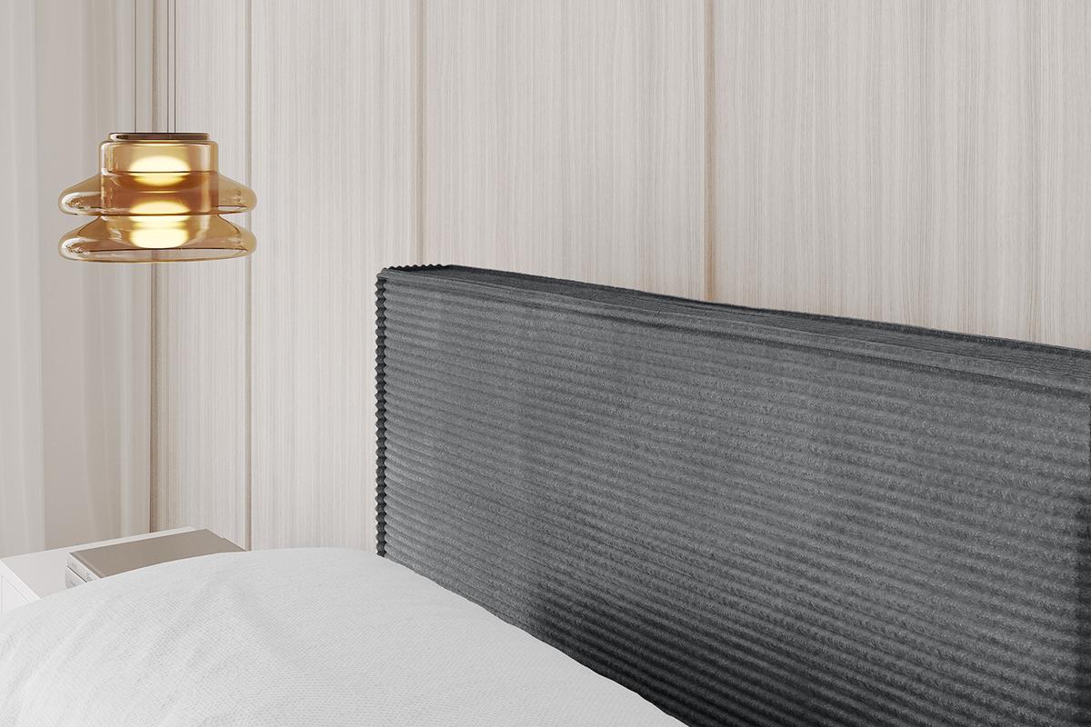 POLSTERBETT mit Bettkasten, Fußteil und Lattenrost, Boxbett mit Matratze H3/H4 - EMMI-Z-V1 180x200 Dunkelgrau - Anthrazit, Holzwerkstoff/Textil (180/200cm) - ALTDECOR