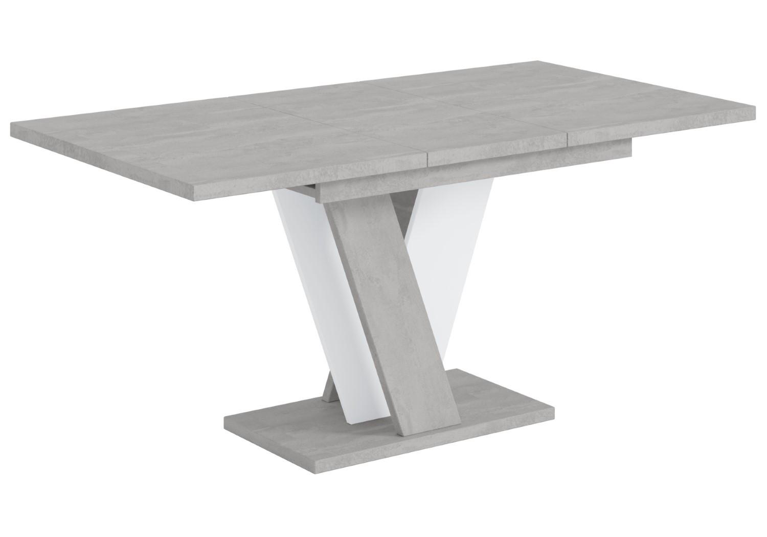 ESSTISCH ausziehbar 120 -160x90x75 cm - Betonoptik K350/Weiß - INEY - Weiß, Holzwerkstoff (120/90/75cm) - ALTDECOR