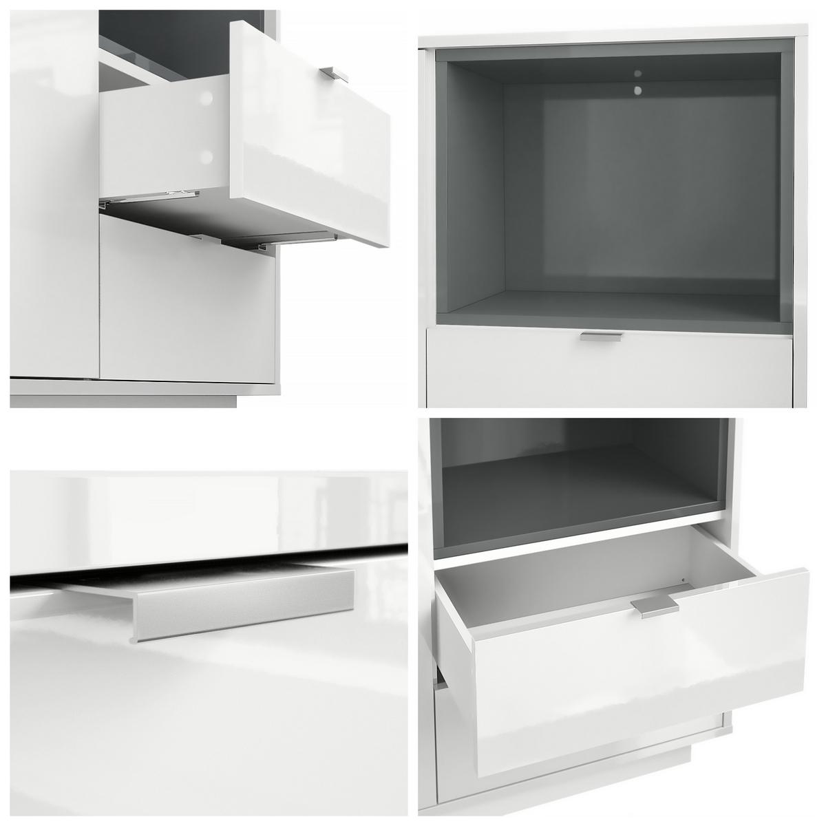 SIDEBOARD Metro Einsatz in Bordeaux Hochglanz - Bordeaux, Holzwerkstoff (153/88/38cm) - Vladon