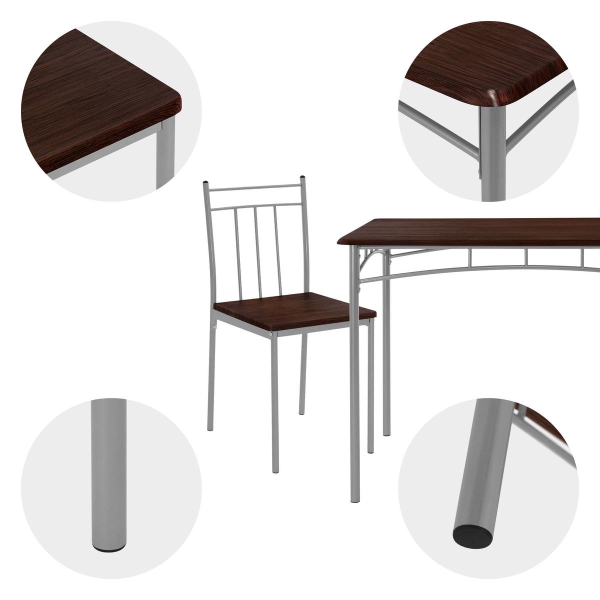 ESSTISCH SET 5-teilig Eiche dunkel - Dunkelbraun/Grau, Holzwerkstoff/Metall (70/82.5/110cm) - ML-DESIGN