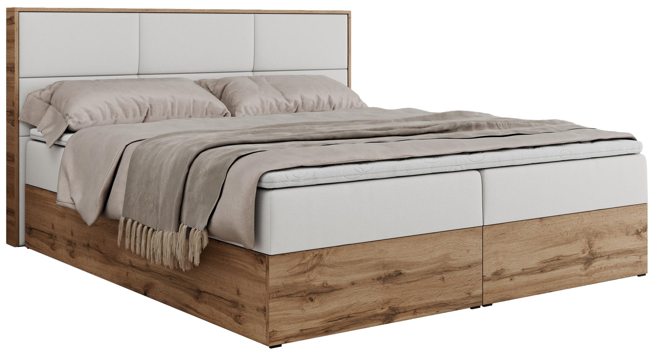 BOXBETT ALBERO 2 - 140/200 Weiß Kunstleder - H4 - Weiß, Holz/Textil (140/200cm) - MKS
