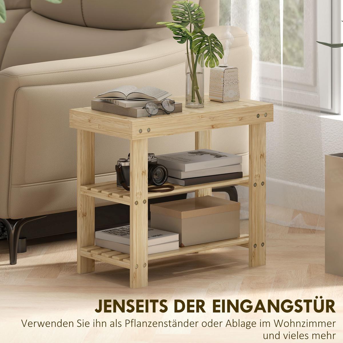 SCHUHBANK Bambus Naturholz - Naturfarben, Naturmaterialien (28/45/50cm) - HOMCOM