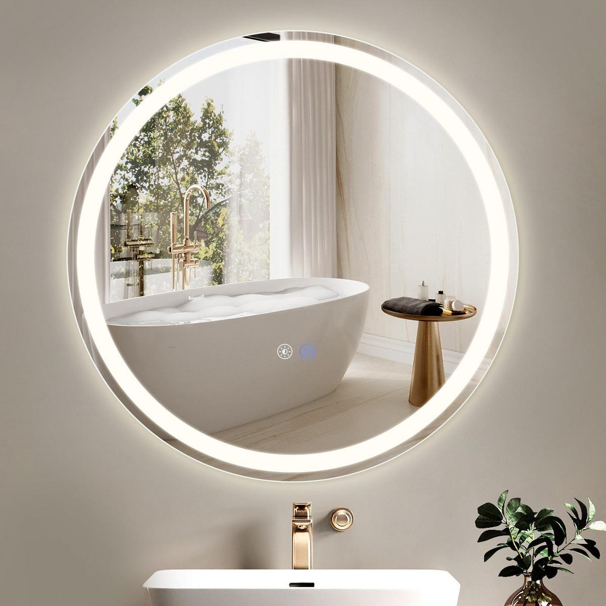 BADEZIMMERSPIEGEL Mainz mit LED-Leuchte Ø60 cm - Weiß, Glas (60/2.5/60cm) - Nettlife
