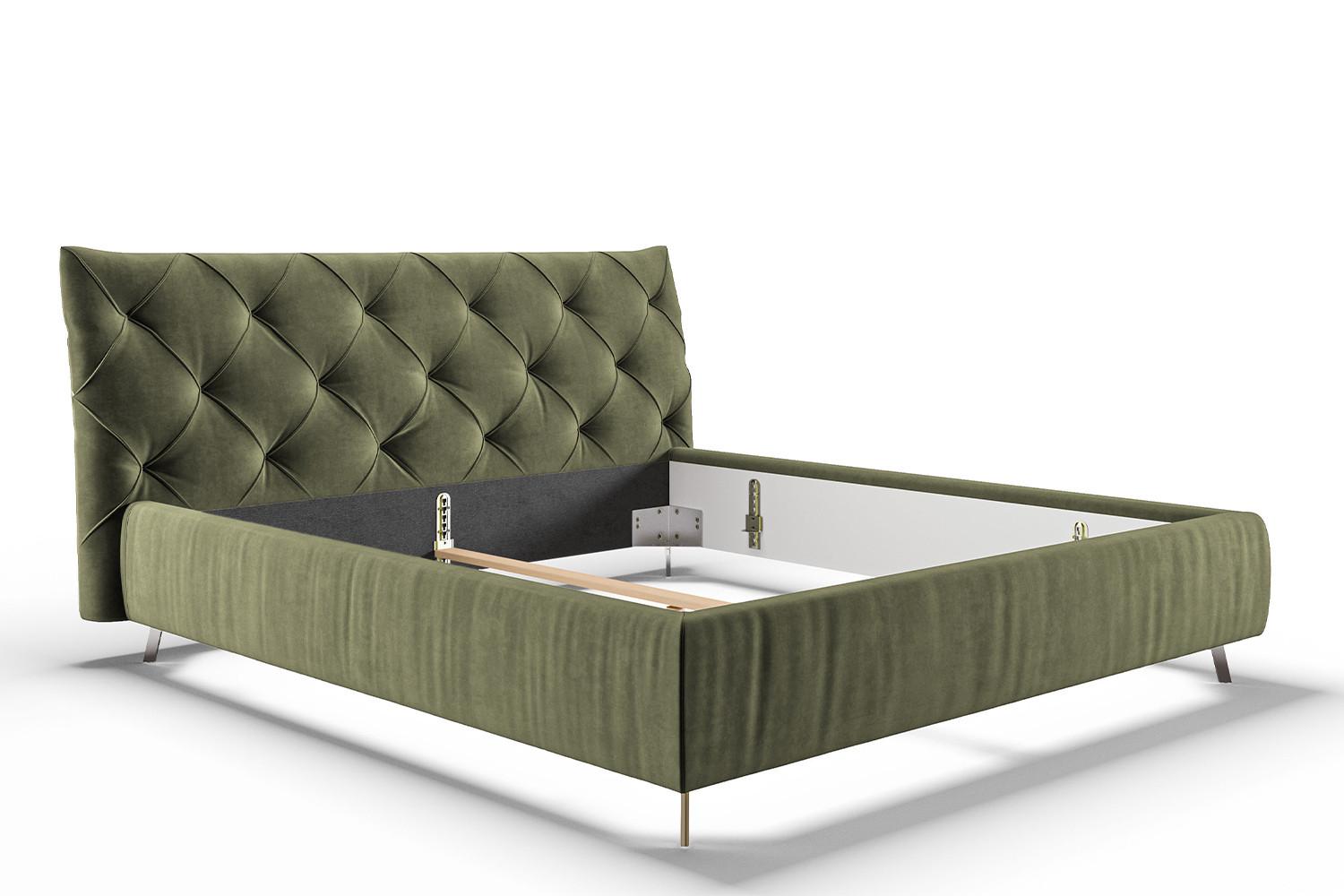 POLSTERBETT ANNY Grün Velvet - Olivgrün/Grün, Textil (160/200cm) - KAWOLA