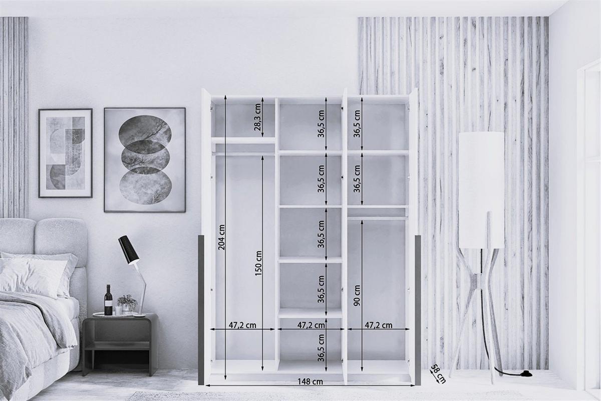 DREHTÜRENSCHRANK AMARA 148/204/58cm 3-türig Eiche Artisan - Eiche Artisan, Holzwerkstoff (148/204/58cm) - MASSENO