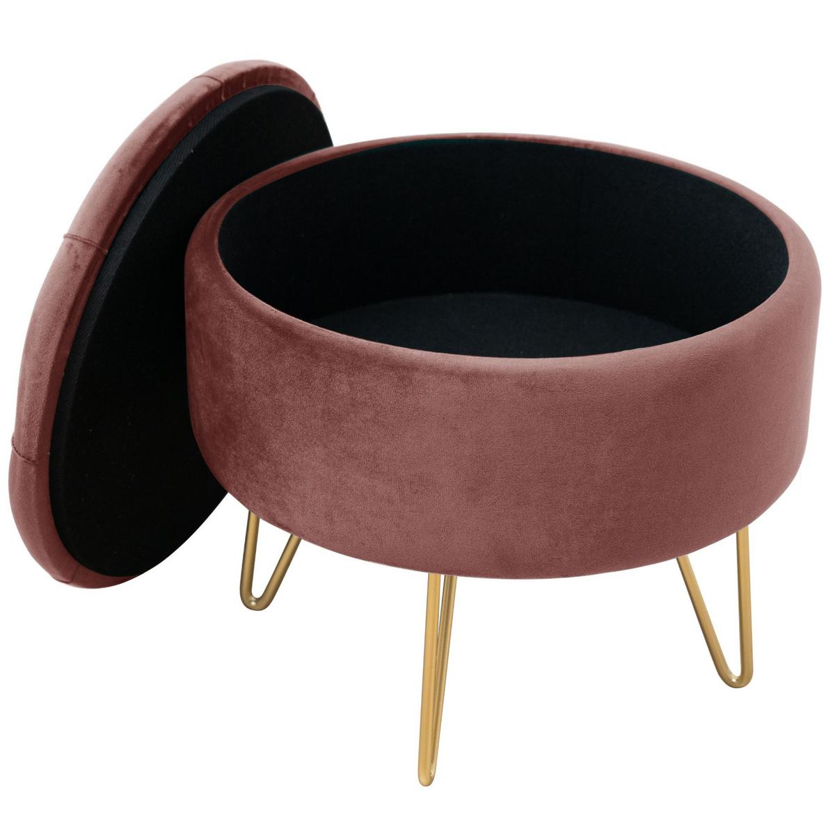 SITZHOCKER mit Stauraum, Polsterhocker Rosa 38/33/38 - Rosa, Textil (38/33/38cm) - RAUMHIRSCH FURNITURE