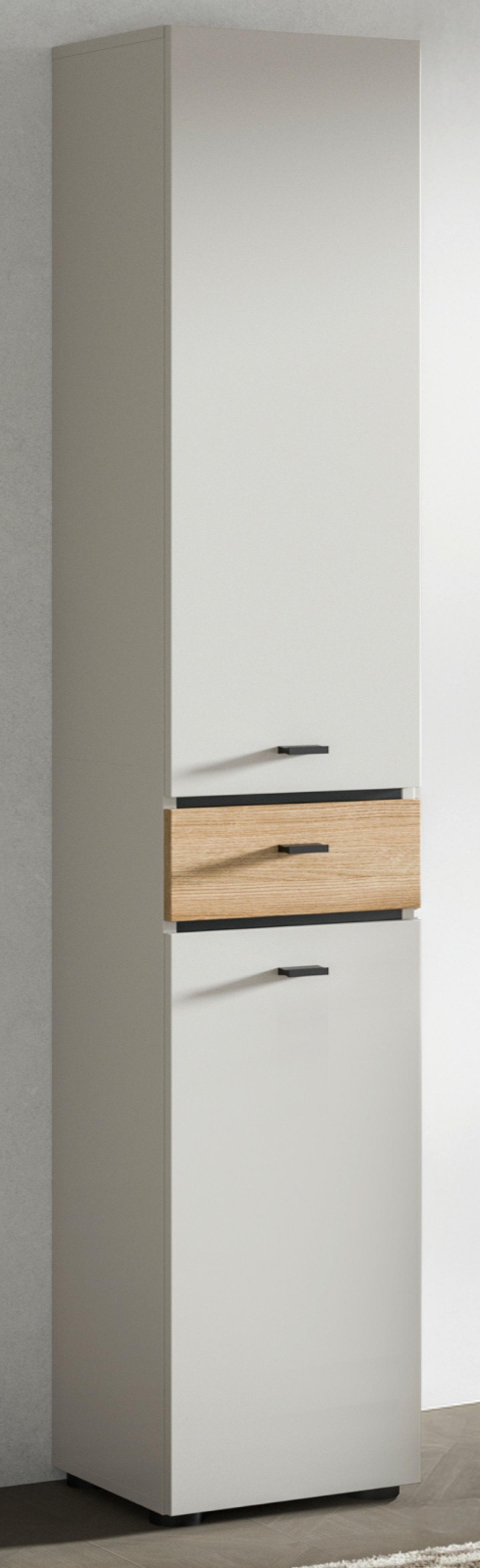 HOCHSCHRANK Kaschmir, Evoke Eiche 32 x 191 cm, Badschrank mit wechselbarem Türanschlag - Kaschmir/Eichefarben, Holzwerkstoff/Kunststoff (32/191/30cm) - Inn.Furn