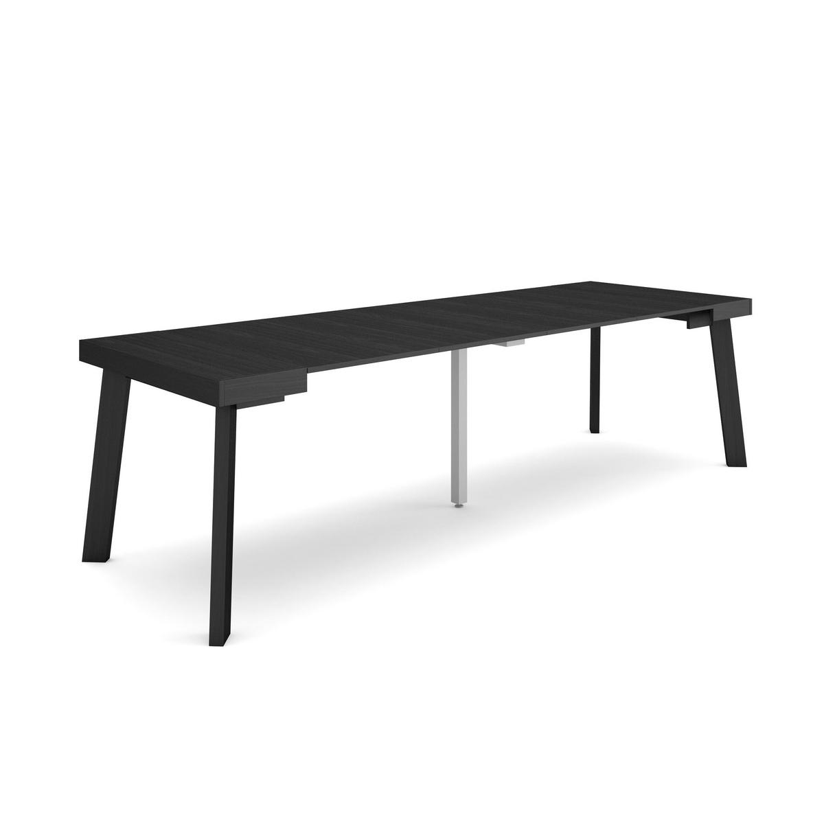 ESSTISCH ausziehbar 58 bis 262cm, für 12 Gäste, schwarz, 58/90/73cm - Schwarz, Holzwerkstoff (90/262/73cm) - Skraut Home