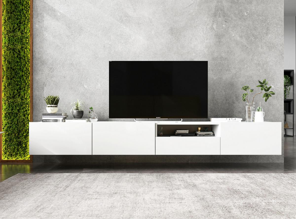 TV-LOWBOARD 2-er Set Enjoy Weiß Matt Loft Schublade 120 cm - Weiß, Holzwerkstoff (240/37/35cm) - Meble Lindner