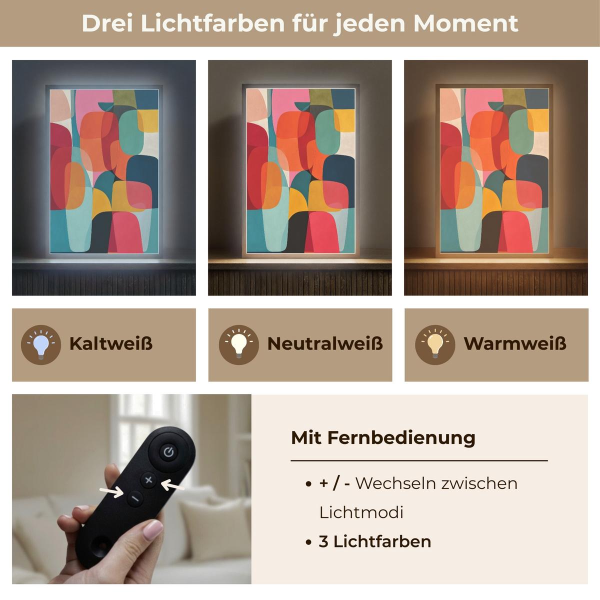 WANDLEUCHTE MIT AKKU Formen - Bunt - Abstrakt - Flugzeuge 40x60 cm - Multicolor, Holzwerkstoff (40/60/8cm) - OnlyWow