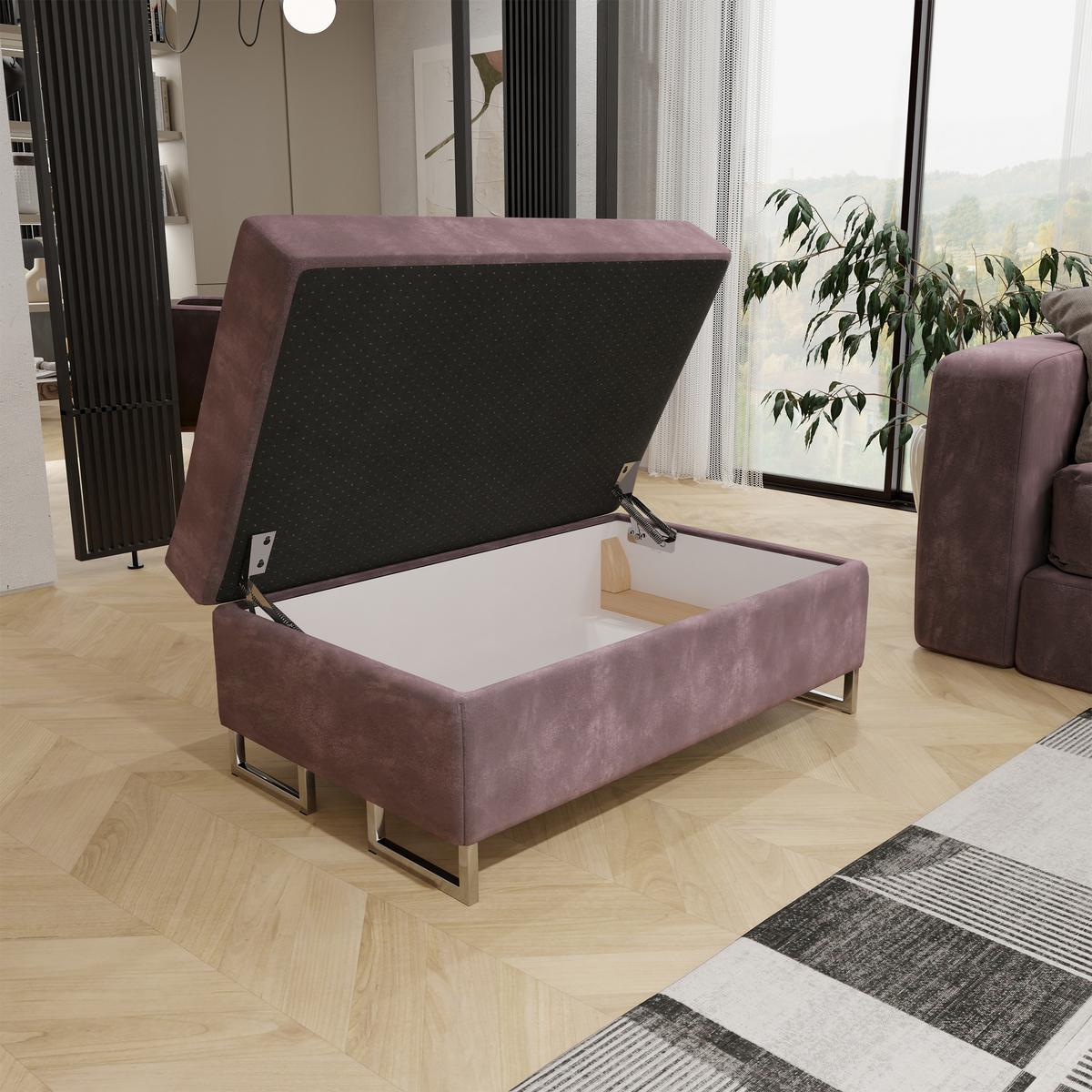 POLSTERHOCKER BARLET Rosa 100x60 cm - Rosa, Textil (100/41/60cm) - MASSENO
