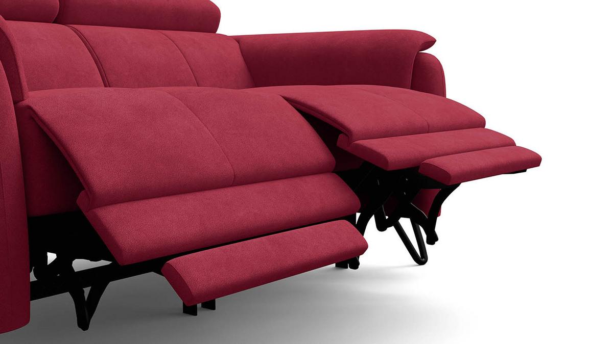 RELAXSOFA RODEN 2-Sitzer mit 2 Relax, rostrot, Veloursstoff - Rot, Holz/Textil (148/82/103cm) - Wozimo