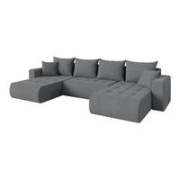 WOHNLANDSCHAFT mit Schlaffunktion und Bettkasten MILA-U 378x194x86 Grau Velours - Taupe/Schwarz, Holzwerkstoff/Kunststoff (378/86/194cm) - ALTDECOR