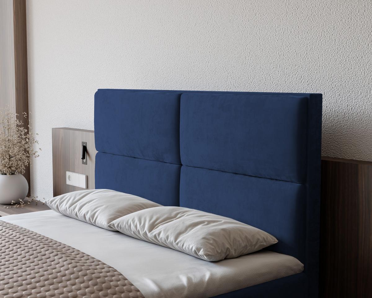 BOXBETT ORFEO 200/200 cm mit Matratze und Topper, Marineblau - Dunkelblau, Textil (200/200cm) - Idohome