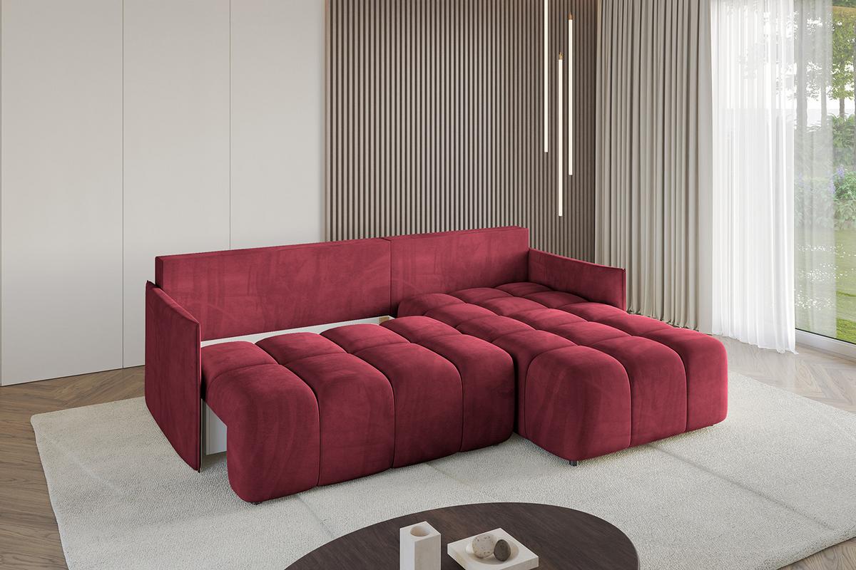 ECKSOFA Ottomane rechts LONLI-L 251x189x68 Bordeaux Velours - Bordeaux, Holzwerkstoff/Kunststoff (189/251cm) - ALTDECOR