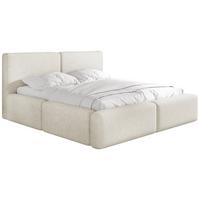 POLSTERBETT Duo mit Bettkasten, Metall-Lattenrost & hohem Kopfteil in Creme Chenille 160x200 cm - Birkefarben/Creme, Kunststoff/Textil (160/200cm) - WFL GROUP