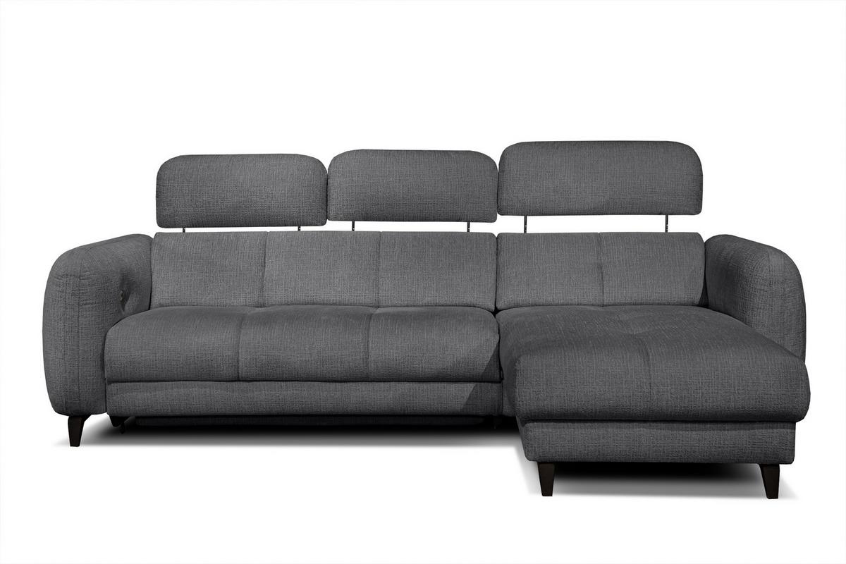 ECKSOFA SVEN 3-Sitzer, 1 Relax XL, verstellbare Kopfstützen, dunkelgrau - Anthrazit/Schwarz, Holzwerkstoff/Textil (256/163cm) - Wozimo