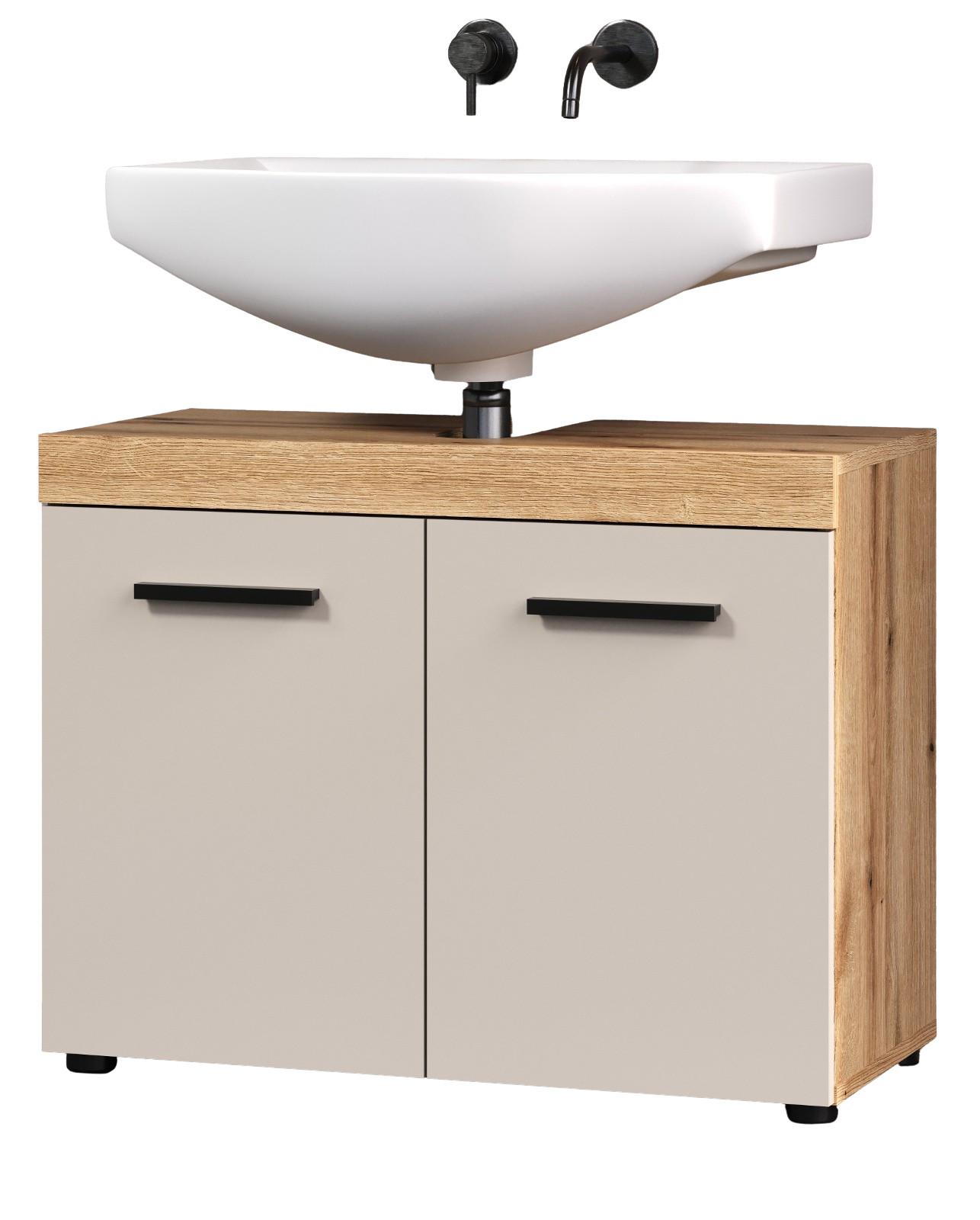 WASCHBECKENUNTERSCHRANK Kaschmir, Evoke Eiche 72 cm, Badezimmer Unterschrank 2-türig - Kaschmir/Eichefarben, Holzwerkstoff/Kunststoff (72/56/34cm) - Top.Furn