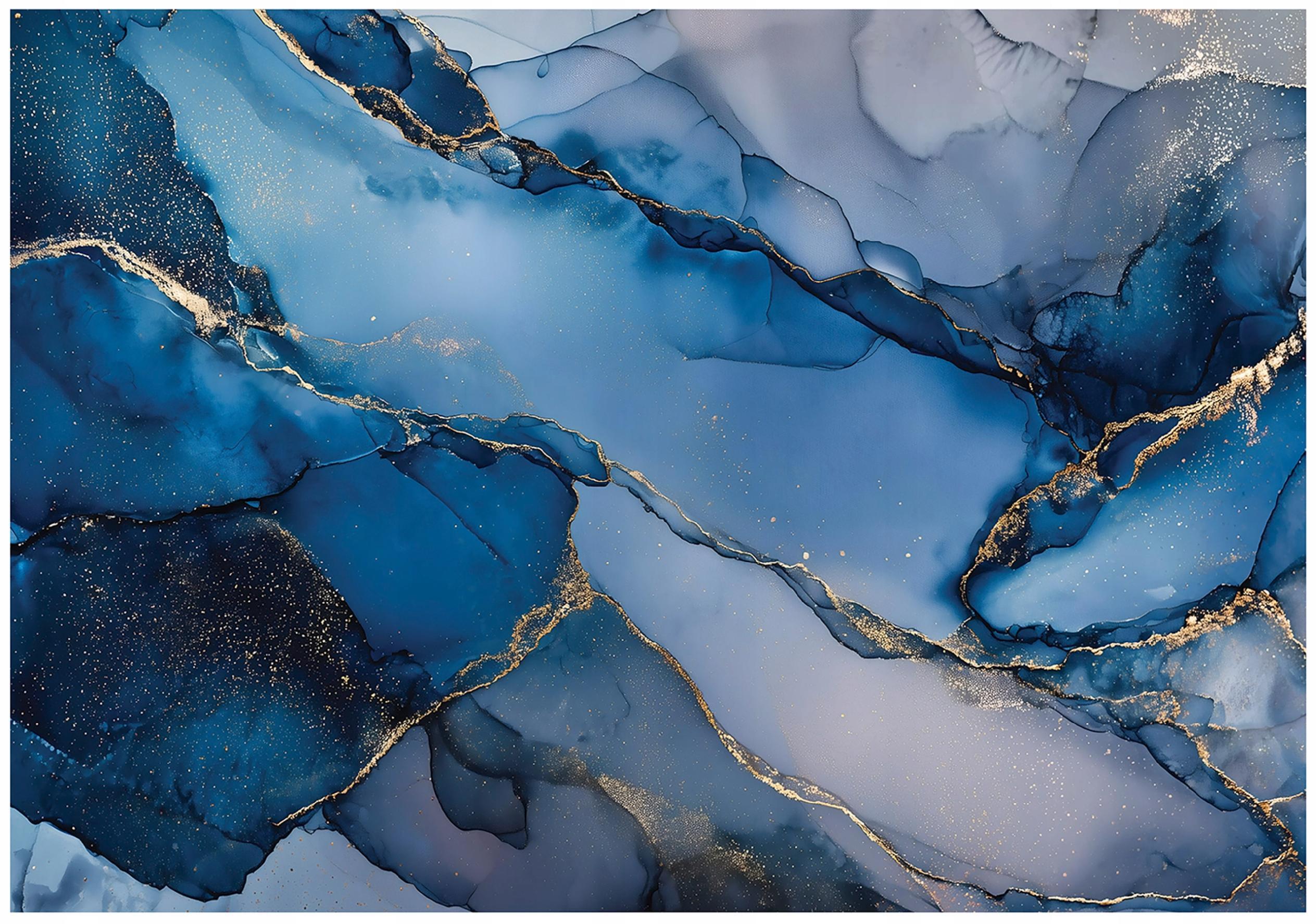 FOTOTAPETE Marmor Glamour Blau 300x210 cm - Multicolor, Papier (300/210cm) - Wallarena