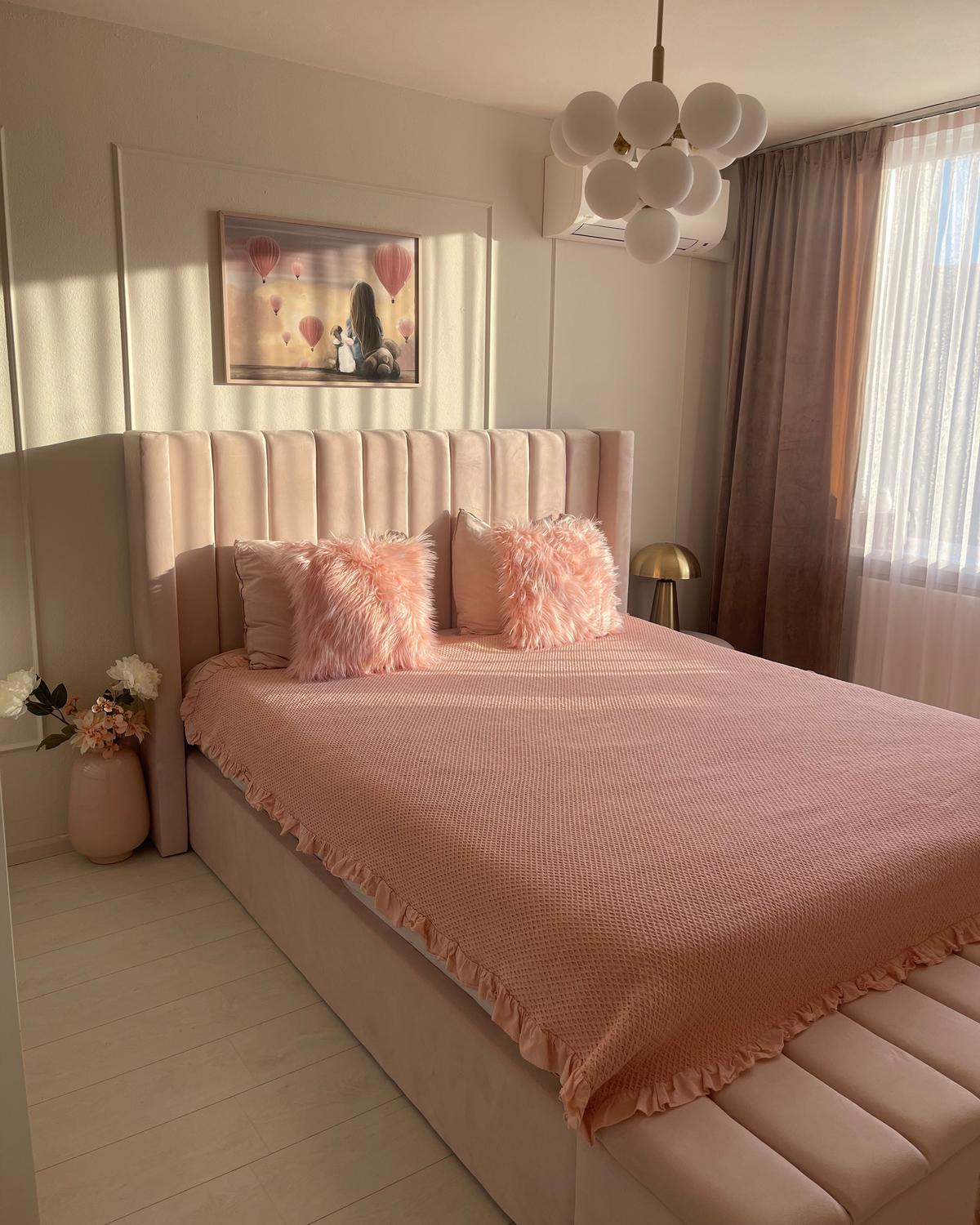 WASSERBETT 160x200 cm Rosa Noyers - Pink, Textil (160/200cm) - Beliani
