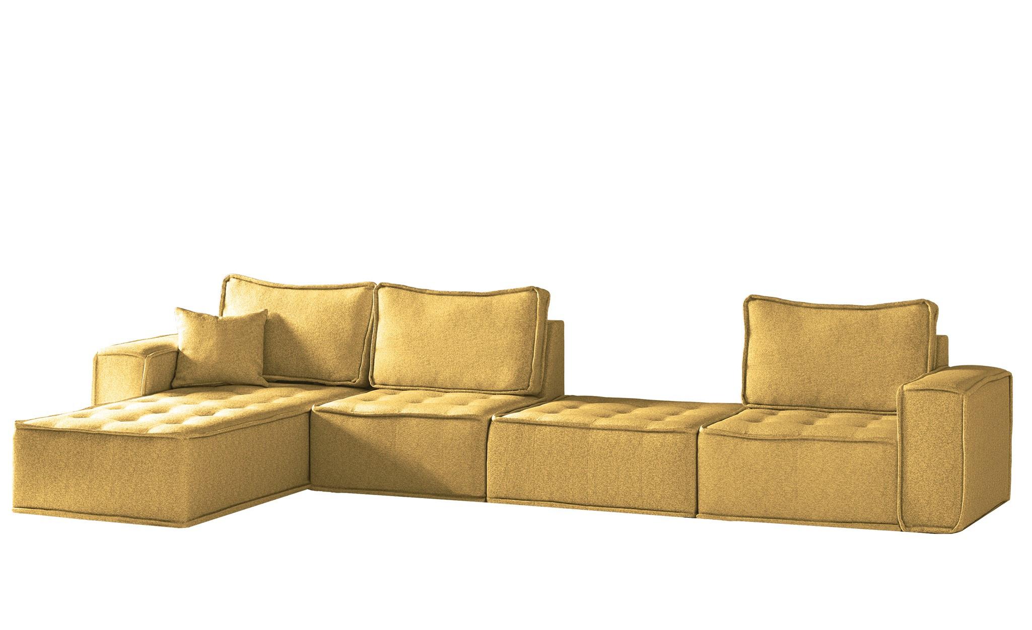 ECKSOFA Sande Xl In Raven - Gelb, Holzwerkstoff/Textil (372/192cm) - Fun Möbel