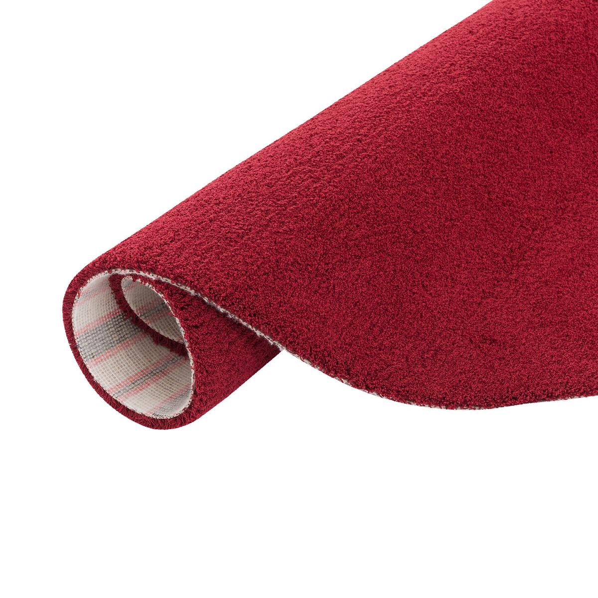 LUXUS HOCHFLOR SHAGGY TEPPICH VELVET RUND - Weinrot, Textil (100/100cm) - Snapstyle