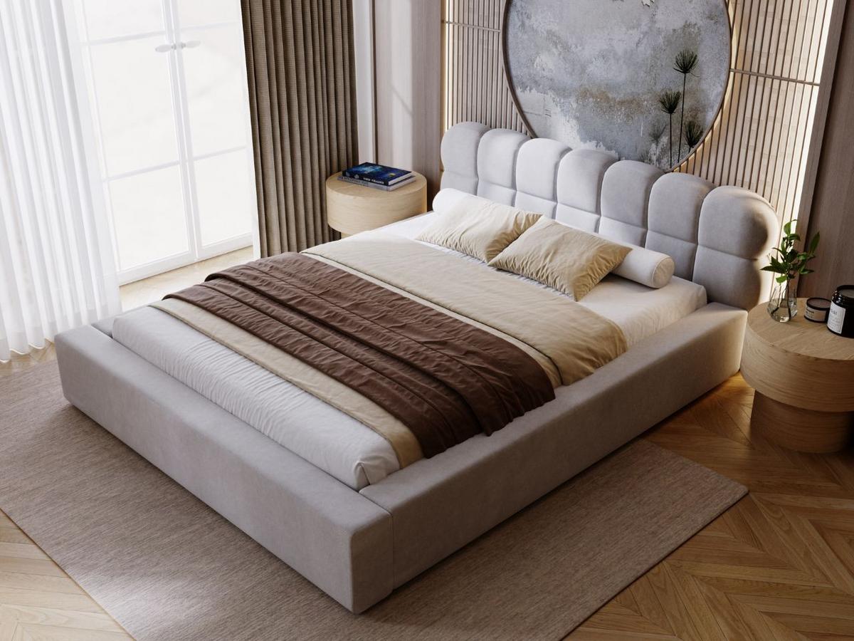 POLSTERBETT Plaza 140x200 Grau - Naturfarben/Grau, Holz/Kunststoff (140/200cm) - Graingold