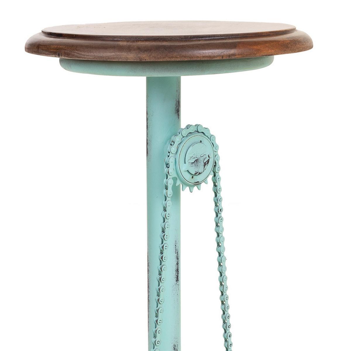 HOCKER aus Metall und Holz, 40x73cm - Blau, Holz (40/73/40cm) - Wanderlust