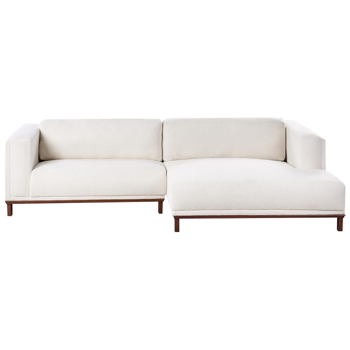 ECKSOFA 4-Sitzer Bouclé Cremeweiß linksseitig Veng - Hellbraun/Weiß, Textil (310/155cm) - Beliani
