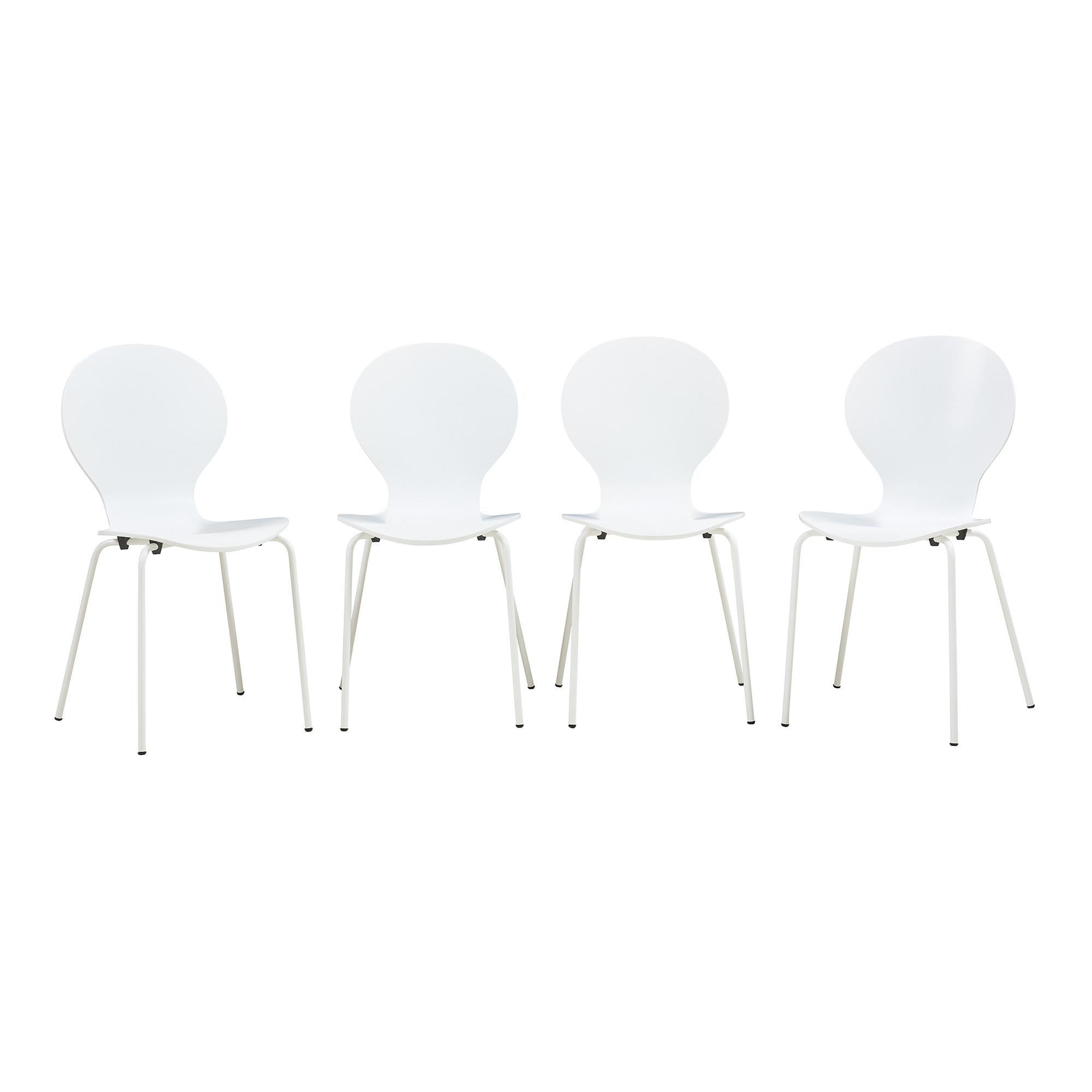 ESSZIMMERSTUHL-SET 4 TLG. Etne - Chromfarben/Weiß, Holz/Metall (48/85/50cm) - [en.casa]