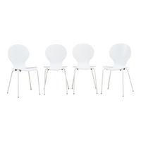 ESSZIMMERSTUHL-SET 4 TLG. Etne - Chromfarben/Weiß, Holz/Metall (48/85/50cm) - [en.casa]