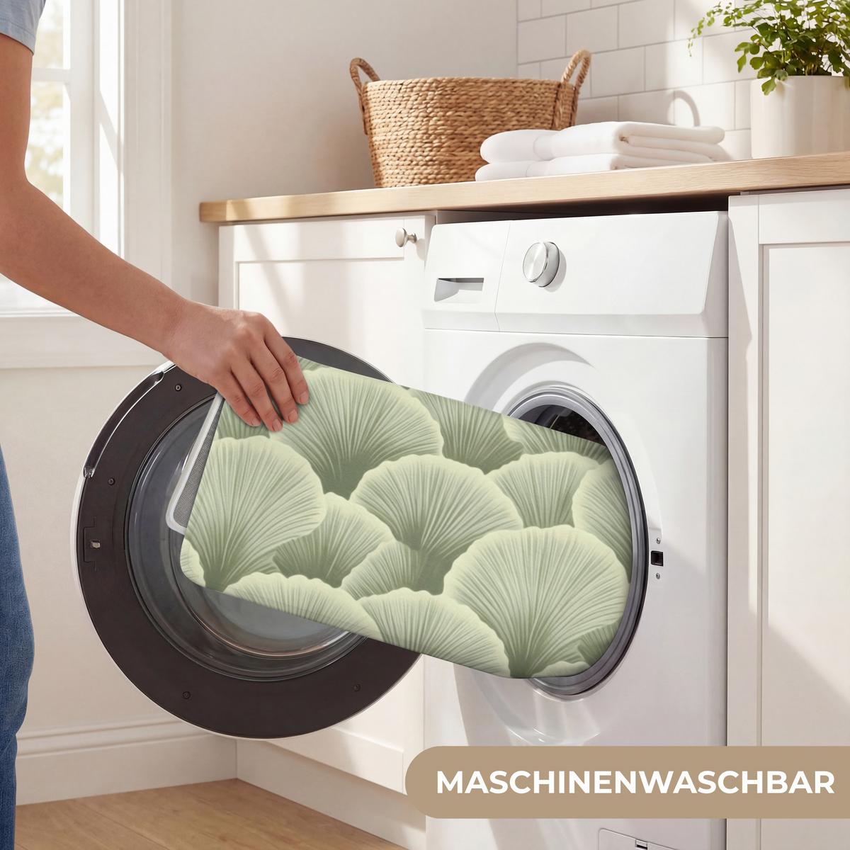 BADEMATTE Fächer - Blatt - Grün 90x60 cm - Pastellgrün, Textil (90/60cm) - OnlyWow