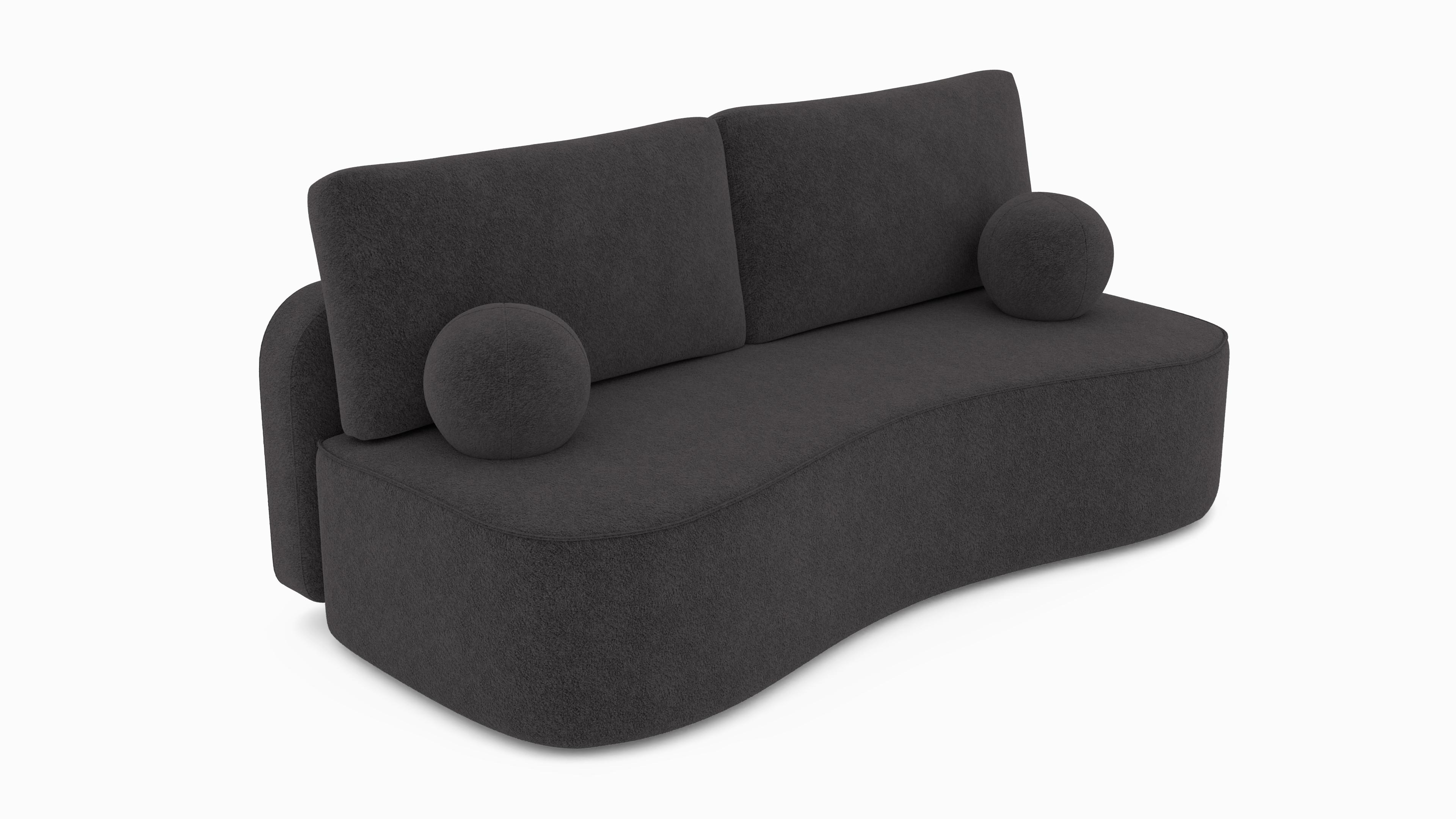 BETTSOFA ROTONDO Grau Bucle-Stoff mit Schlaffunktion - Grau, Textil (101/93/207cm) - MASSENO