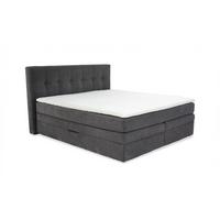 BOXSPRINGBETT 180x200 cm, 7-Zonen-Tonnentaschen-Federkernmatratzen H3, Topper, Bonell-Federkern, 2 Bettkästen, Cord Dunkelgrau / 20038 - Dunkelgrau/Schwarz, Kunststoff/Textil (180/200cm) - luma-home