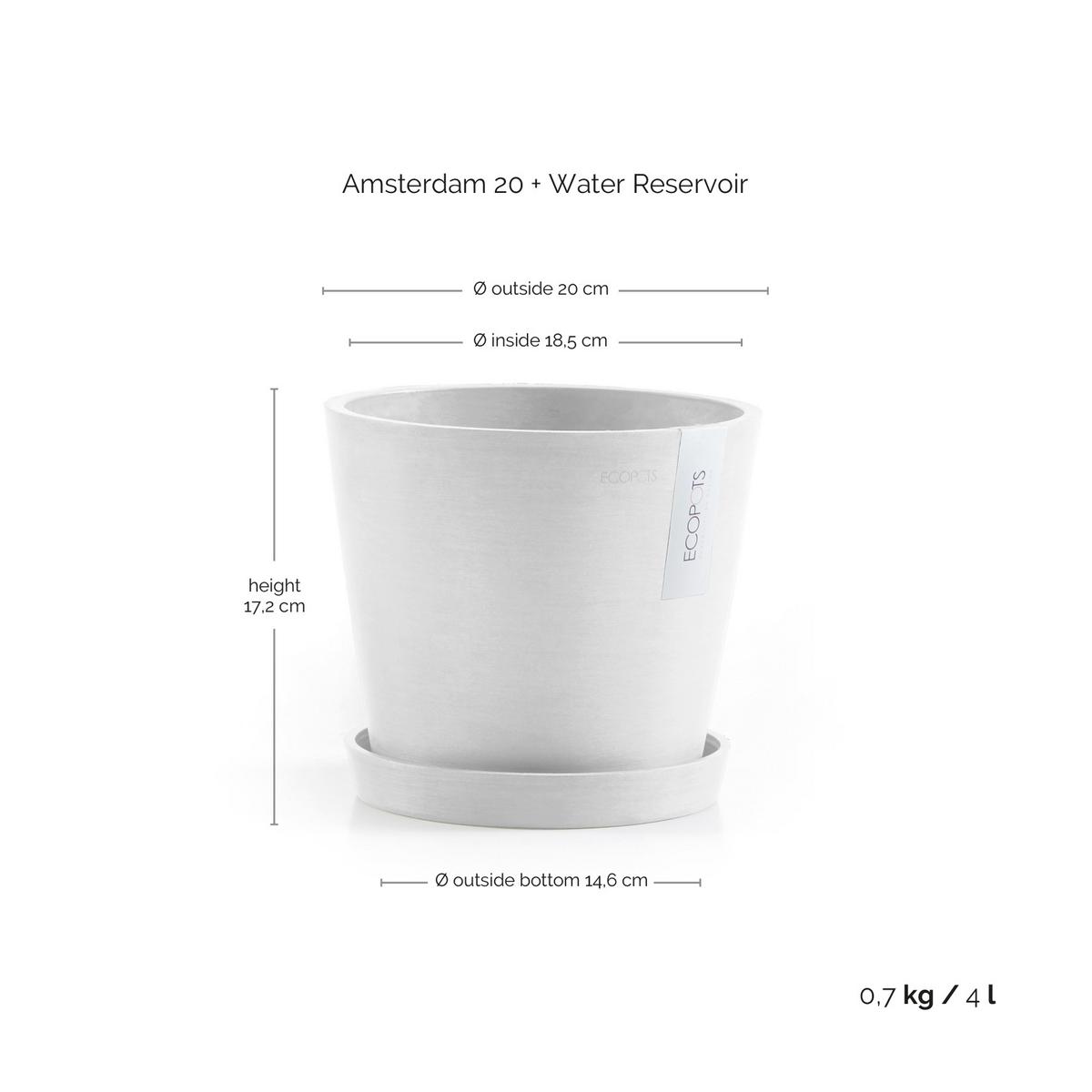 BLUMENTOPF mit Wasserreservoir Amsterdam 20/17,2 cm Weiß - Weiß, Kunststoff (20/17.2cm) - Ecopots