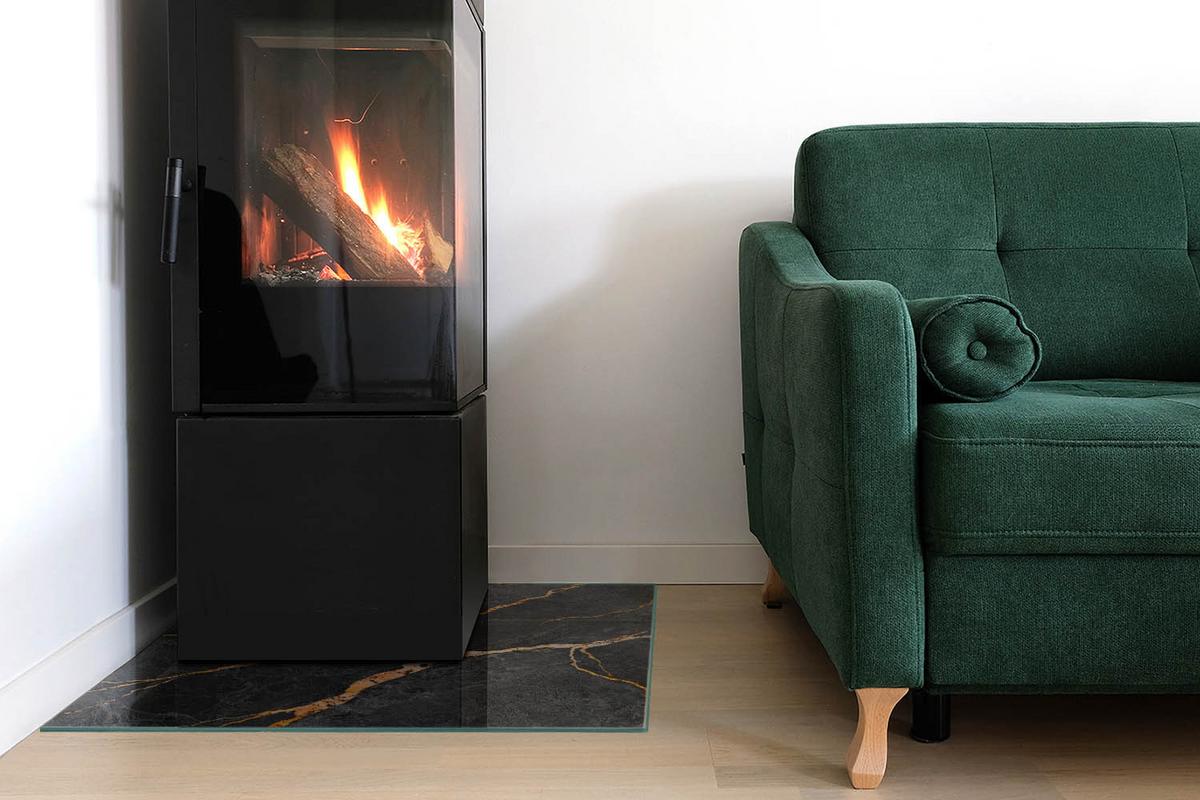 GLASPLATTE für Kamin 60x60 cm - Schwarz, Glas (60/60/0.4cm) - TULUP