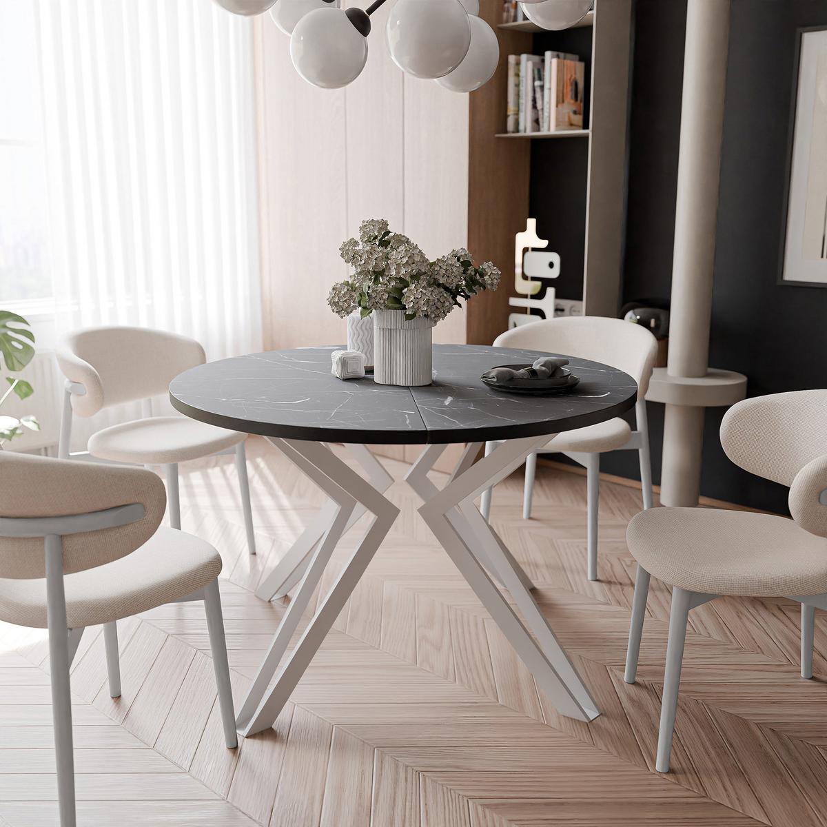 ESSTISCH ausziehbar aus MDF, Schwarz - Schwarz/Weiß, Holzwerkstoff (100/100/76cm) - Idohome