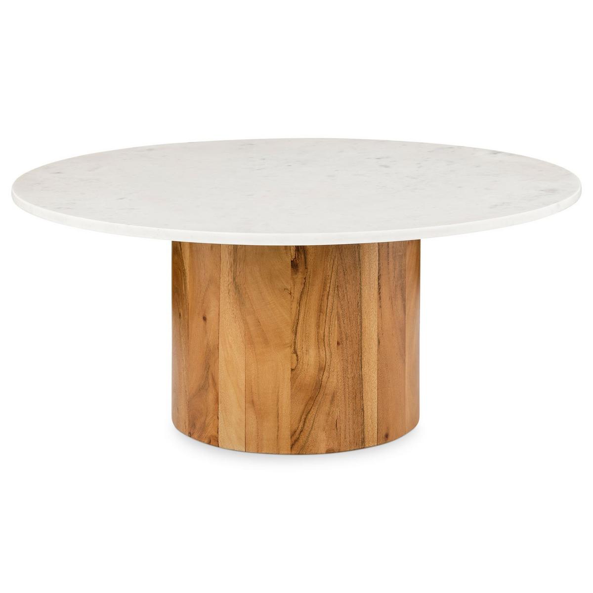 COUCHTISCH GANGA weiß/natur - Weiß/Naturfarben, Holz/Naturmaterialen (80/80/35cm) - IDIMEX
