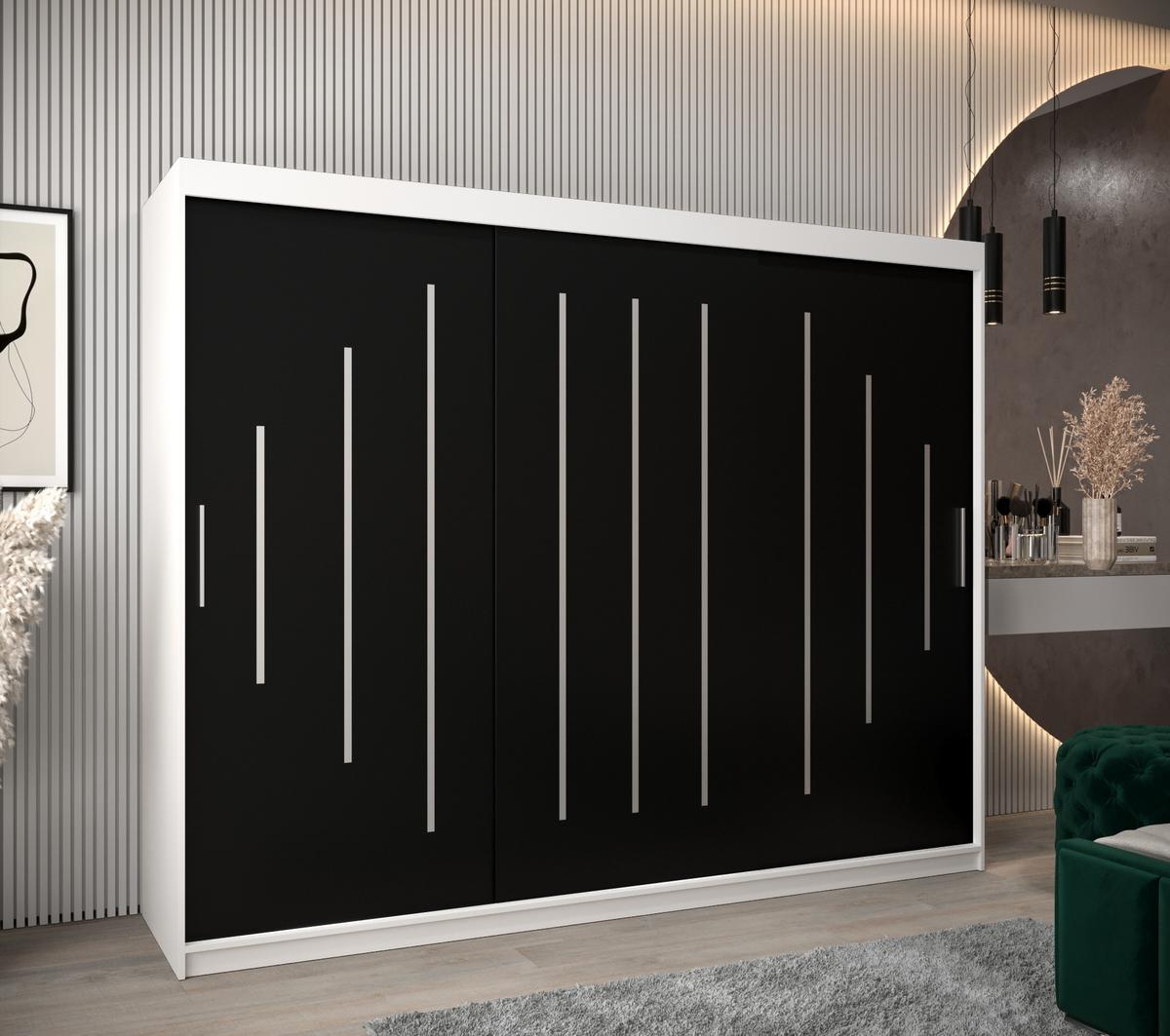 SCHWEBETÜRENSCHRANK 200/250/62 3-türig - Silberfarben/Schwarz, Holz/Kunststoff (250/200/62cm) - Abiks Möbel